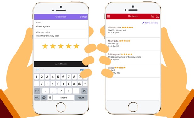 Reviews and Ratings takeaway app